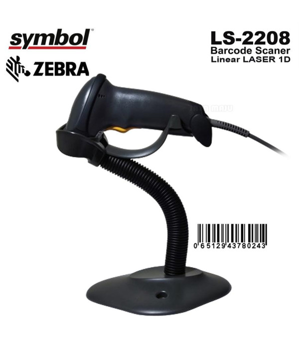 Barcode Scanner 1D Symbol ZEBRA LS2208 Auto Scan Auto Sense USB Plus Stand
