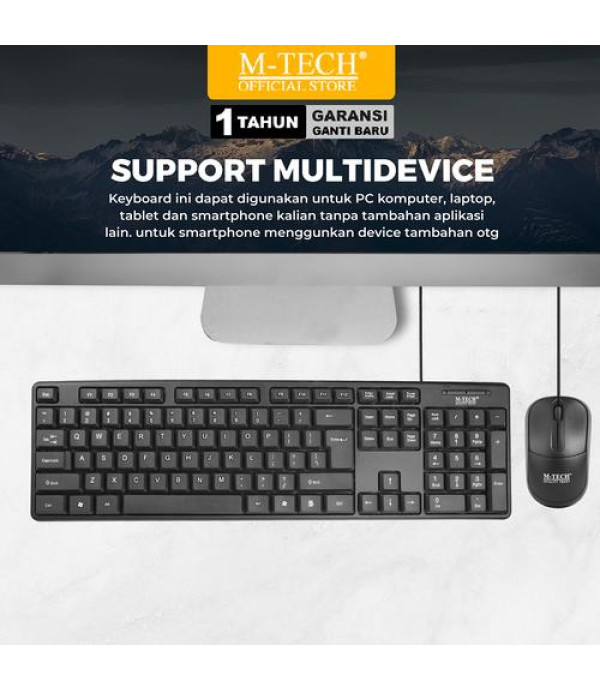 MTECH Keyboard & Mouse Combo Gratis Mousepad 