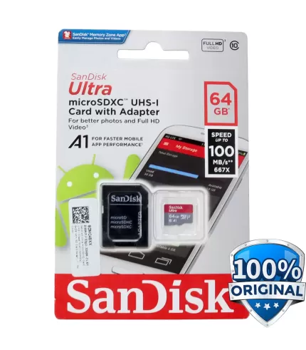 SanDisk Ultra MicroSD 64GB A1 100MB/s microSDHC UHS-I Micro SD Sandisk 64GB A1