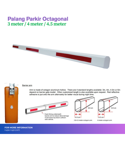Palang Parkir Alumunium Octagonal MX Series Standar